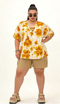Picture of PLUS SIZE TOP IN VISCOSE AND FLORAL DESIGN
